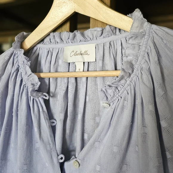 Anthropologie Cleobella Antonia Buttondown Blouse Blue Sz S Orig. $119 - Picture 6 of 10